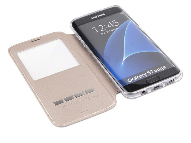 Чехол G-Case Sense Series для Samsung Galaxy S7 edge (золотистый, кожаный)