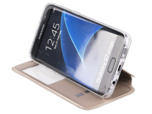 Чехол G-Case Sense Series для Samsung Galaxy S7 edge (золотистый, кожаный)