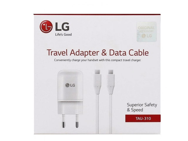 Зарядное устройство LG Travel Adapter & Data Cable универсальное (сетевое, 3A, USB Type C, Fast Charge)