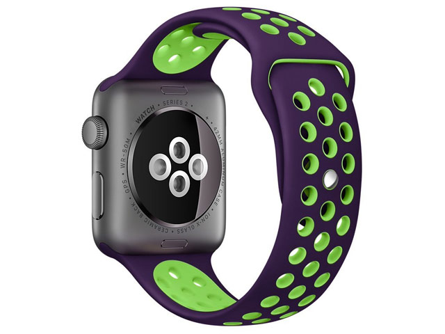 Ремешок для часов Synapse Sport Dotted Band для Apple Watch (38 мм, фиолетовый/зеленый, силиконовый)