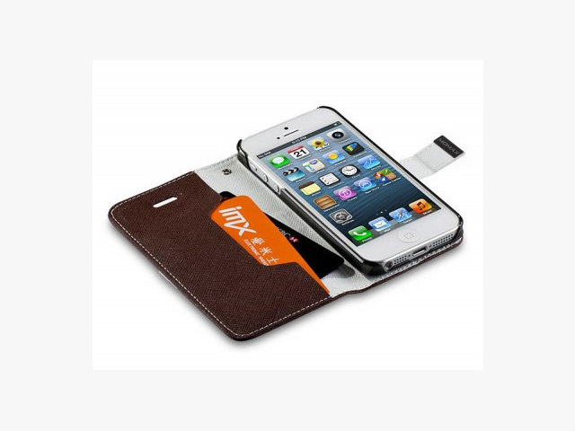 Чехол Momax Flip Diary Case для Apple iPhone 5 (коричневый, кожанный)