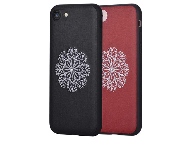 Чехол Devia Flower Embroidery case для Apple iPhone 7 (черный, кожаный)