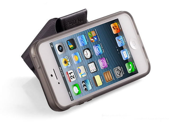 Чехол Momax The Core Smart Case для Apple iPhone 5 (черный, кожанный)