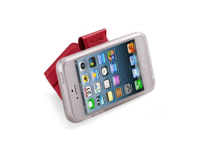 Чехол Momax The Core Smart Case для Apple iPhone 5 (красный, кожанный)