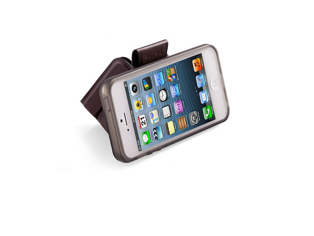 Чехол Momax The Core Smart Case для Apple iPhone 5 (коричневый, кожанный)