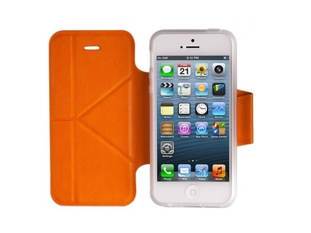 Чехол Momax The Core Smart Case для Apple iPhone 5 (оранжевый, кожанный)