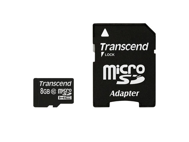 Флеш-карта Transcend microSDHC (8Gb, microSD, Class 10, SD-адаптер)