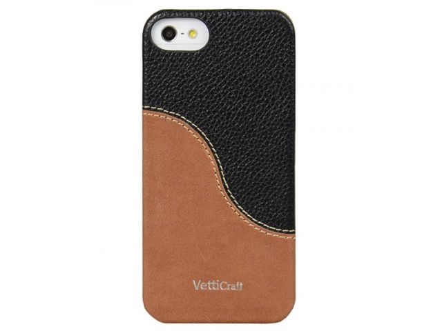 Чехол Vetti Craft SnapCover Case для Apple iPhone 5 (черный/коричневый, кожанный)