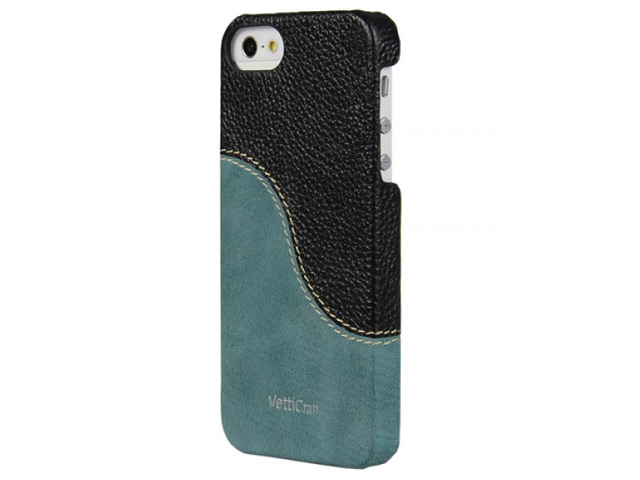 Чехол Vetti Craft SnapCover Case для Apple iPhone 5 (черный/голубой, кожанный)