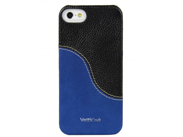 Чехол Vetti Craft SnapCover Case для Apple iPhone 5 (черный/синий, кожанный)