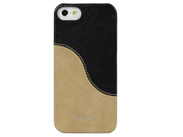 Чехол Vetti Craft SnapCover Case для Apple iPhone 5 (черный/бежевый, кожанный)