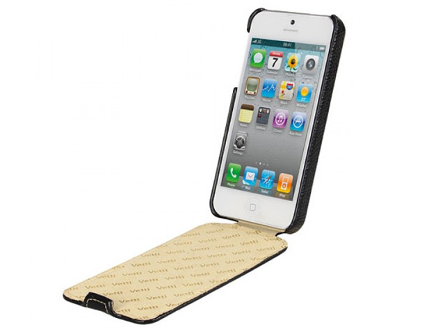 Чехол Vetti Craft Slim Flip Case для Apple iPhone 5 (черный, кожанный)