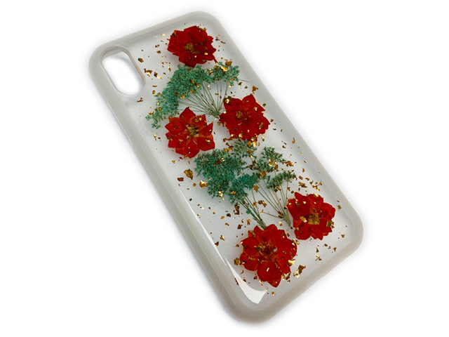 Чехол Yotrix FlowersFoil Case для Apple iPhone XS (Red, гелевый)