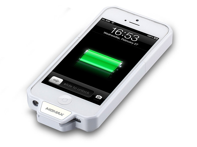 Чехол с батареей Momax iPower 5 для Apple iPhone 5 (белый, 2250 mAh, MFi)