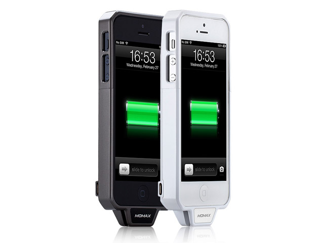 Чехол с батареей Momax iPower 5 для Apple iPhone 5 (белый, 2250 mAh, MFi)