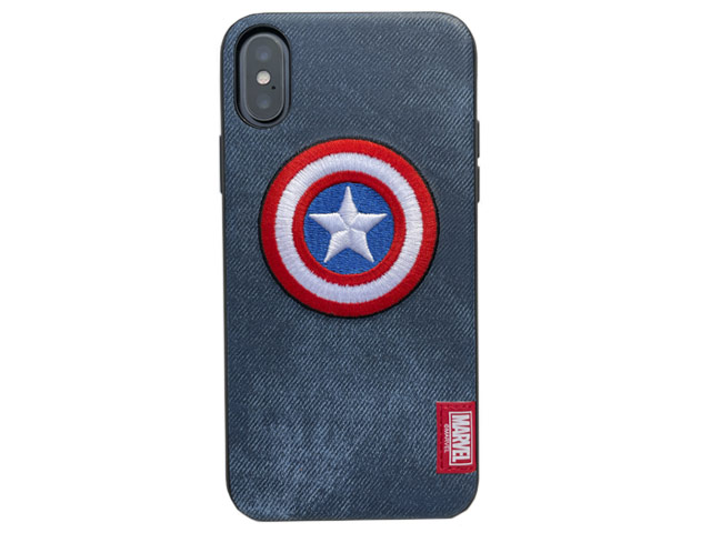 Чехол Marvel Avengers Leather case для Apple iPhone XS (Captain America, матерчатый)