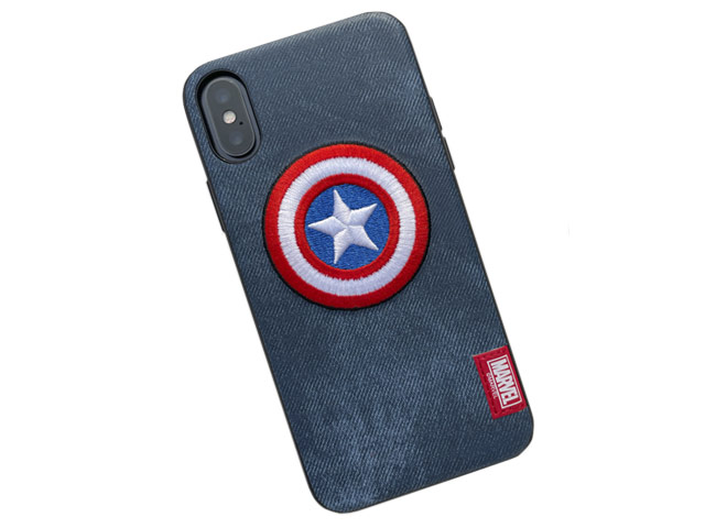 Чехол Marvel Avengers Leather case для Apple iPhone XS (Captain America, матерчатый)