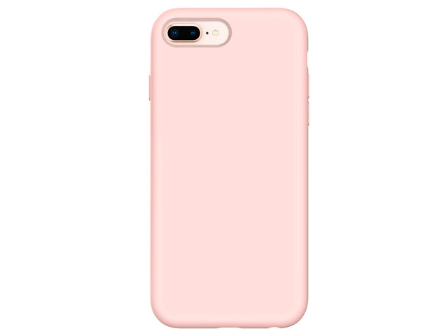 Чехол Yotrix LiquidSilicone для Apple iPhone 8 plus (светло-розовый, гелевый)