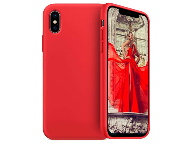 Чехол Yotrix LiquidSilicone для Apple iPhone XS (красный, гелевый)