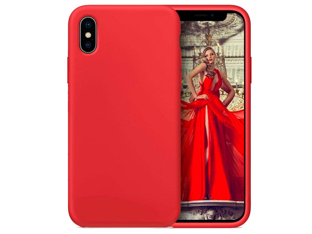 Чехол Yotrix LiquidSilicone для Apple iPhone XS (красный, гелевый)