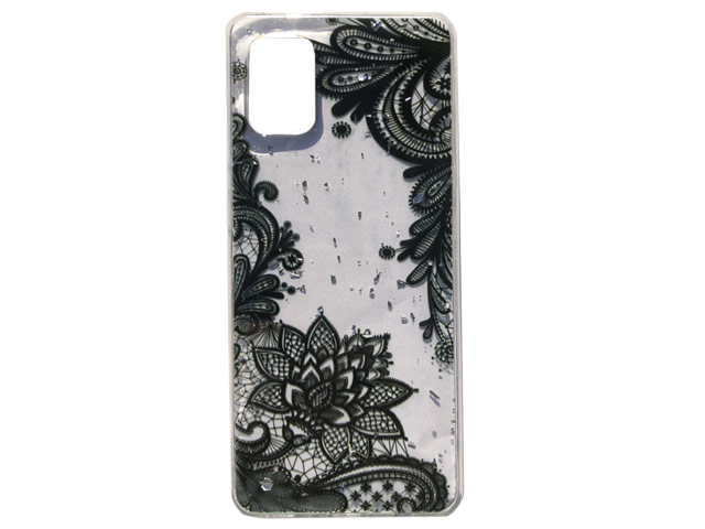 Чехол Yotrix GlitterFoil Case для Samsung Galaxy A31 (Flowers Black, гелевый)