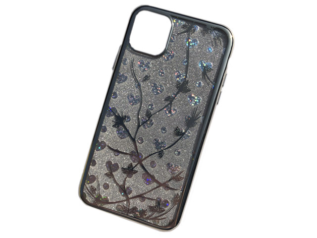 Чехол Yotrix GlitterSoft Leafs для Apple iPhone 11 pro max (серебристый, гелевый)