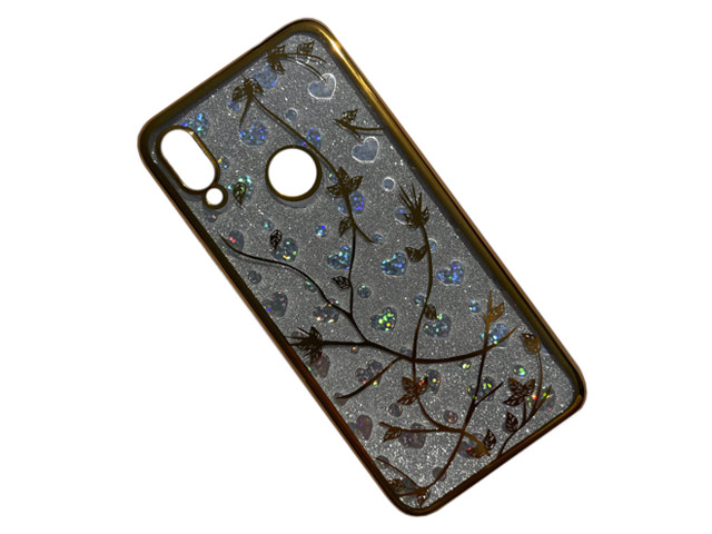 Чехол Yotrix GlitterSoft Leafs для Xiaomi Redmi 7 (золотистый, гелевый)