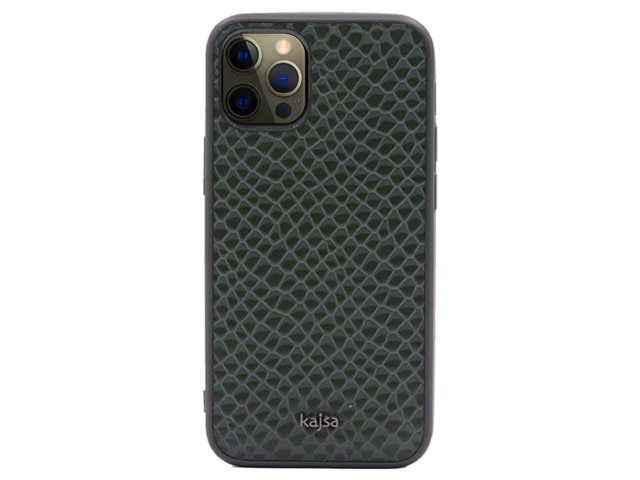 Чехол Kajsa Genuine Leather Pearl Pattern для Apple iPhone 12/12 pro (зеленый, кожаный)