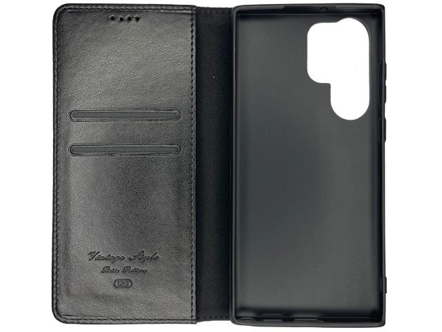 Чехол HDD Wallet Phone case для Samsung Galaxy S22 ultra (черный, кожаный)