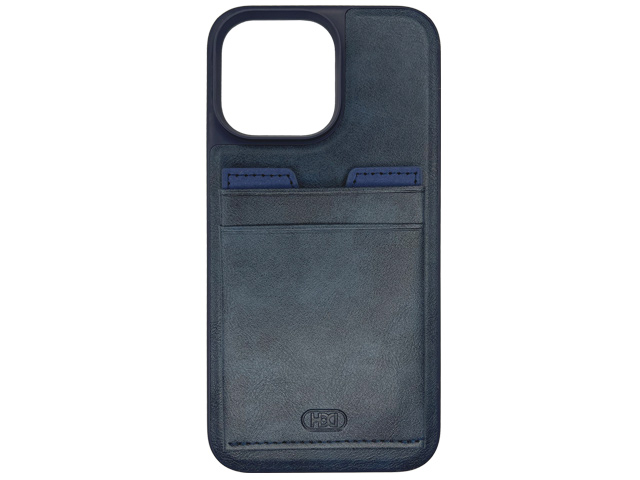 Чехол HDD Luxury Card Slot Case для Apple iPhone 14 (темно-синий, кожаный)