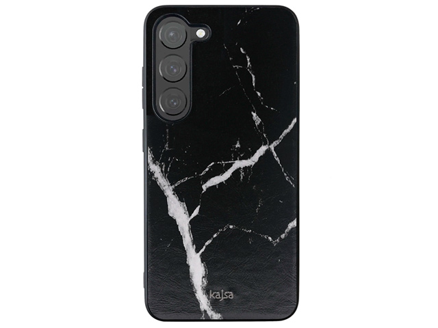 Чехол Kajsa Preppie Marble Series для Samsung Galaxy S23 (черный, кожаный)