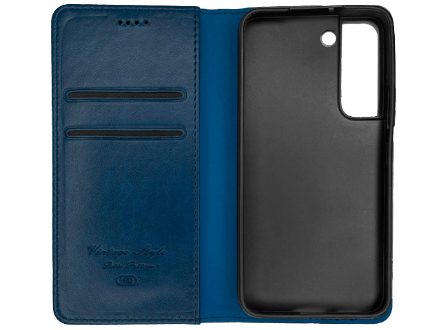 Чехол HDD Wallet Phone case для Samsung Galaxy S23 (темно-синий, кожаный)