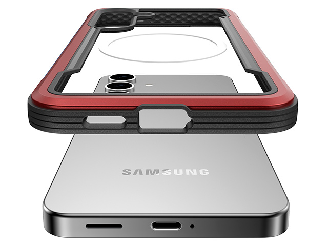 Чехол Raptic Defense Shield для Samsung Galaxy S25 (красный, маталлический, MagSafe)