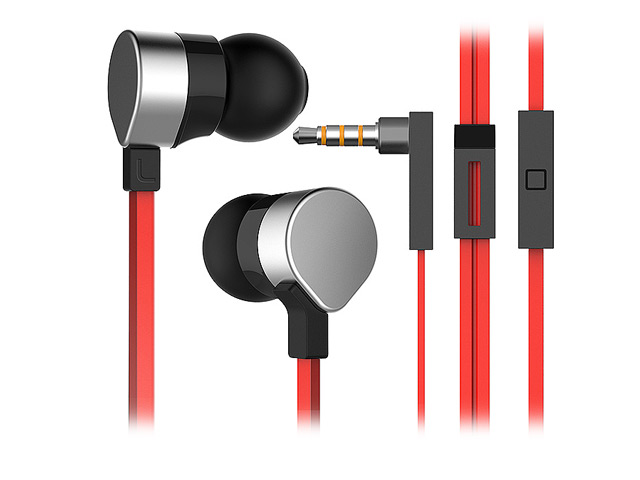 Наушники Wallytech Metal Earphone WHF-125 (серый/красный, пульт/микрофон, 20-20000 Гц, 8.0 мм)