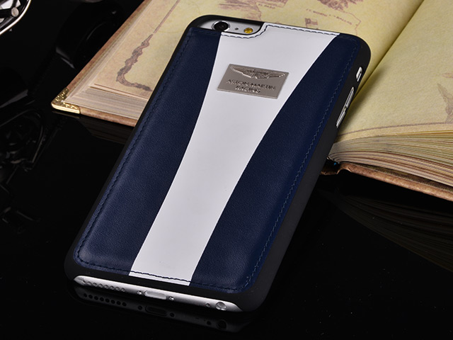 Чехол Aston Martin Racing Strap для Apple iPhone 6 plus (синий/белый, кожаный)