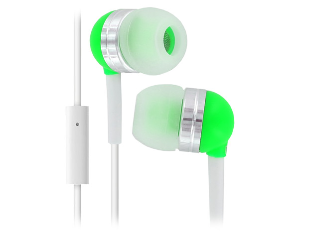 Наушники Wallytech Superior Earphones WHF-065 (зеленые, пульт/микрофон, 6-23000 Гц, 10 мм)