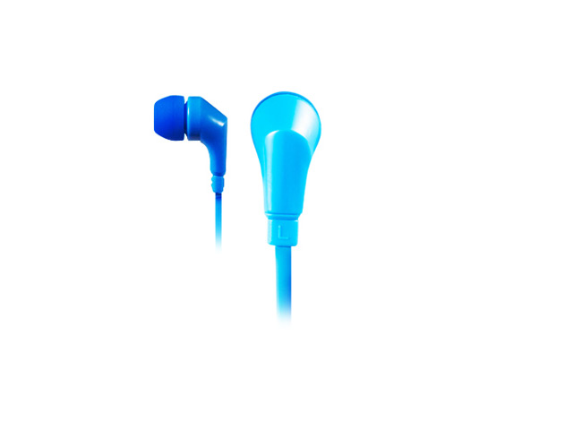 Наушники Wallytech Flat Cable Earphones WHF-111 (голубые, пульт/микрофон, 20-20000 Гц, 8 мм)