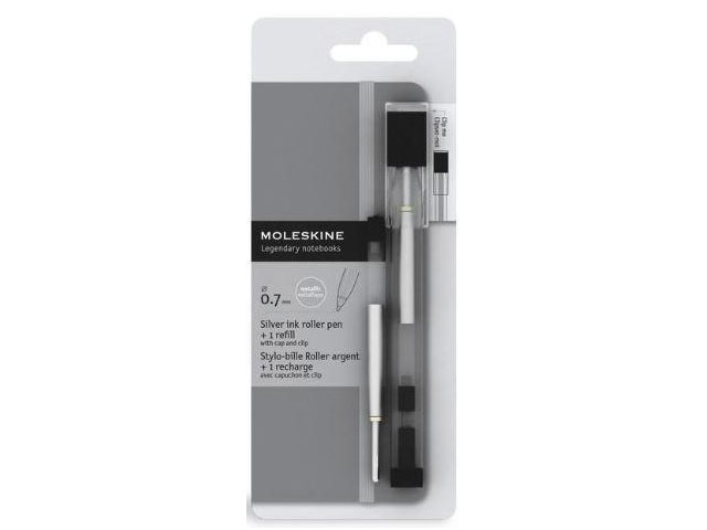 Шариковая ручка Moleskine Ink Roller Pen Silver (прозрачная, 0.7 мм, черные серебристые)